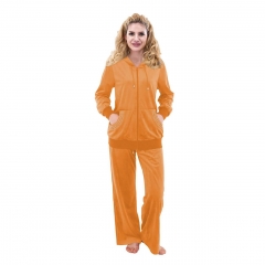 RAIKOU Damen Micro Velours Freizeitanzug Hausanzug mit Reißverschluss Nicki-Anzug Zweiteiliger Schlafanzug mit Strasssteinen