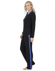 RAIKOU Damen Langarm Pyjama Schlafanzug Hausanzug Freizeitanzug sportlich mit V-Ausschnitt Langarm-Pullover im tollen Design